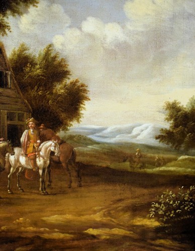 In the courtyard of the tavern - workshop of David Teniers II (1610-1690) - Louis XIV
